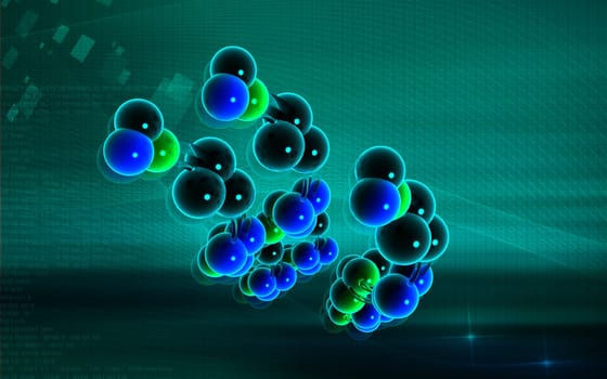 Digital illustration DNA structure in colour background