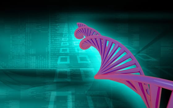 Digital illustration DNA structure in colour background
