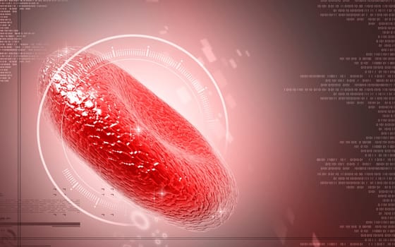 Digital illustration of blood cell in colour background