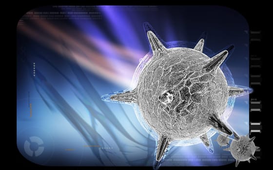 Digital illustration of herpes virus in colour background