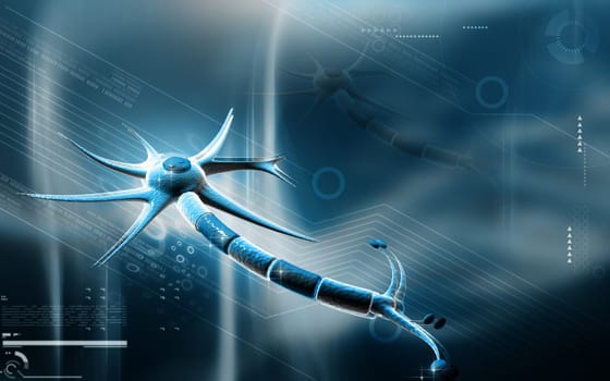 Digital illustration of neuron in colour background