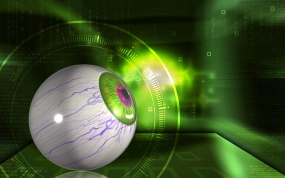 Digital illustration of eye in colour background