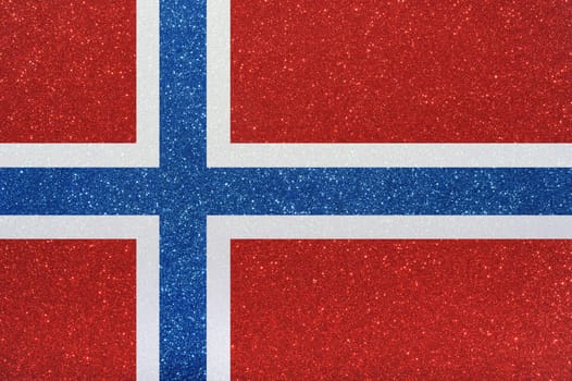 The flag of Norway in sparkling glitter material