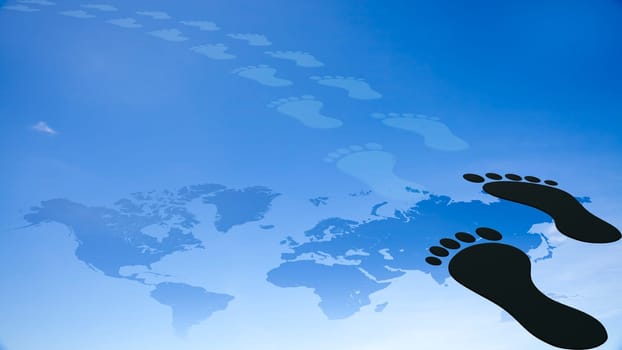 foot prints around the earth for adv or others purpose use