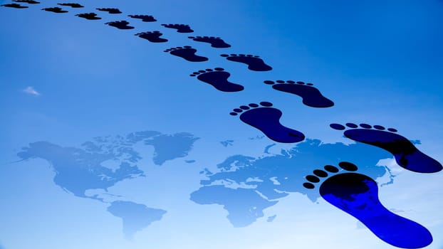 foot prints around the earth for adv or others purpose use