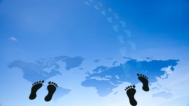 foot prints around the earth for adv or others purpose use