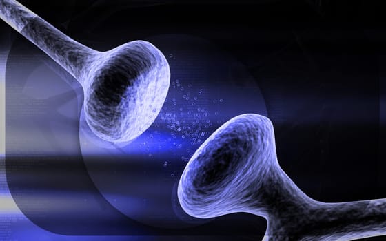 Digital illustration of synapse in colour background