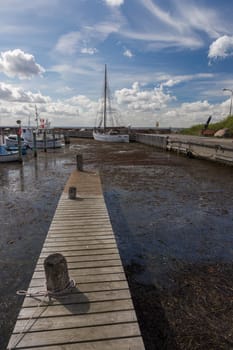 Narrow jetty in the small harbour of Lohals,Langeland