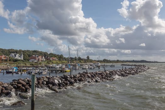 Breakwaters in strong winds in Lohals,Langeland