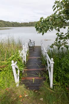Small narrow bridge that is overgrown