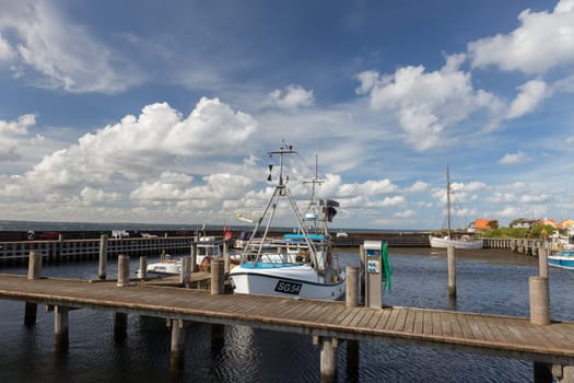 Jetties with boats in the port of Lohlals,Langeland