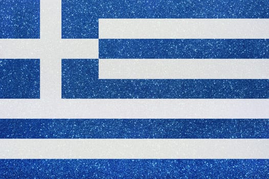 The flag of Greece in sparkling glitter material