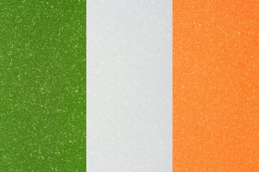 The flag of Ireland in sparkling glitter material
