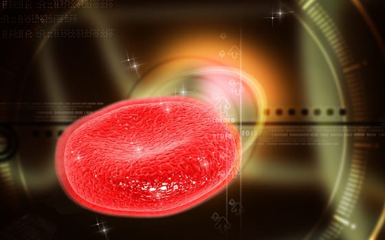 Digital illustration of blood cell in colour background