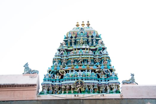 Minature sculpture on tower of Arunachaleshwara Temple, Tiruvannamali, Tamil Nudu, India, Asia