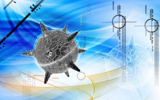 Digital illustration of herpes virus in colour background