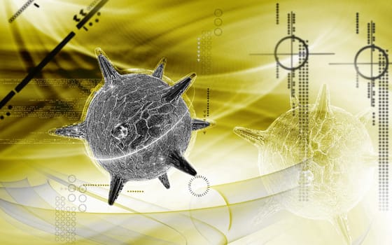 Digital illustration of herpes virus in colour background