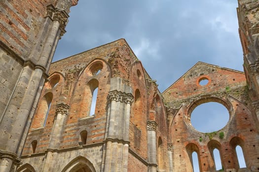 Ruins of the church San Galgano. The abbey was abolished in 1652. (Tuscany, Italy)