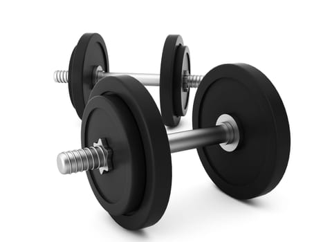 3d render of two dumbbells on white