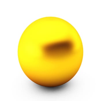 3d render of gold ball on white