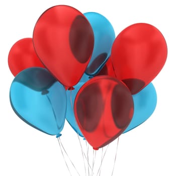 Bunch of balloons. 3d illustration on white background
