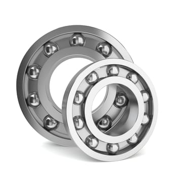 Two steel bearings. 3d illustration on white background