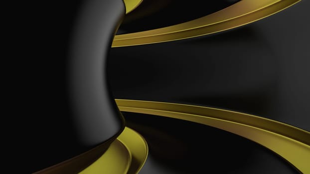 3d render of black and gold abstract tunnel