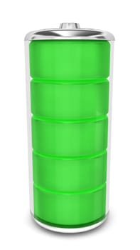 Battery with energy level. 3d illustration on white background