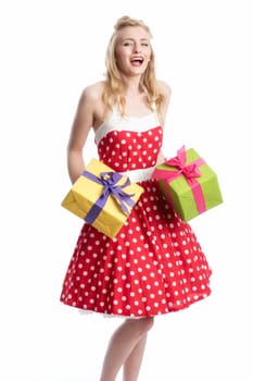 a girl with gifts wearing a rockabilly dress