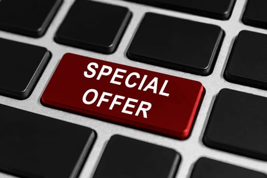special offer red button on keyboard, business concept