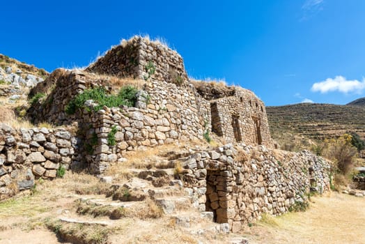 Palace of the Inca, ancient Incan ruins on Isla del Sol on Lake Titicaca in Bolivia