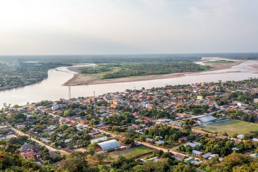 Aerial view of Rurrenabaque, the gateway to the Bolivian Amazon rainforest