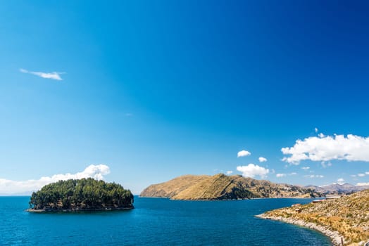 Landscape of the Island of the Sun on the Bolivian side of Lake Titicaca