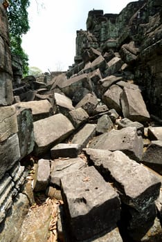 The Temple of  Ta Prohm in the Temple City of Angkor near the City of Siem Riep in the west of Cambodia.