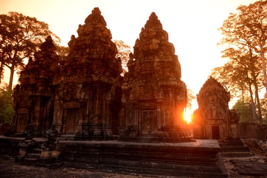 The Tempel Ruin of  Banteay Srei about 32 Km north of the Temple City of Angkor near the City of Siem Riep in the west of Cambodia.