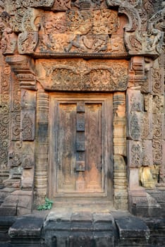 The Tempel Ruin of  Banteay Srei about 32 Km north of the Temple City of Angkor near the City of Siem Riep in the west of Cambodia.