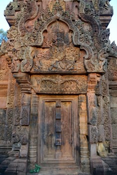 The Tempel Ruin of  Banteay Srei about 32 Km north of the Temple City of Angkor near the City of Siem Riep in the west of Cambodia.