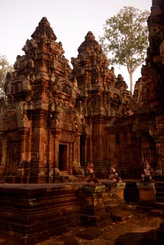 The Tempel Ruin of  Banteay Srei about 32 Km north of the Temple City of Angkor near the City of Siem Riep in the west of Cambodia.