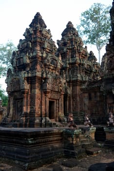 The Tempel Ruin of  Banteay Srei about 32 Km north of the Temple City of Angkor near the City of Siem Riep in the west of Cambodia.