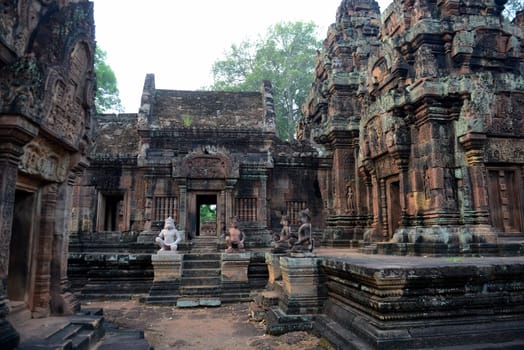 The Tempel Ruin of  Banteay Srei about 32 Km north of the Temple City of Angkor near the City of Siem Riep in the west of Cambodia.