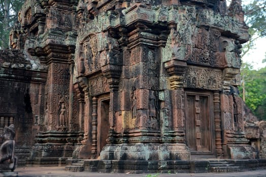 The Tempel Ruin of  Banteay Srei about 32 Km north of the Temple City of Angkor near the City of Siem Riep in the west of Cambodia.