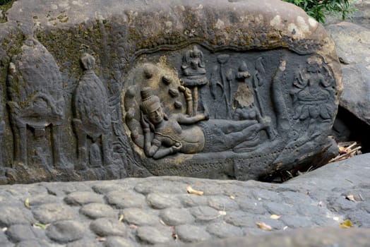 The Tempel Ruin of  Kbal Spean 50 Km northeast of in the Temple City of Angkor near the City of Siem Riep in the west of Cambodia.