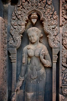 The Tempel Ruin of  Banteay Srei about 32 Km north of the Temple City of Angkor near the City of Siem Riep in the west of Cambodia.