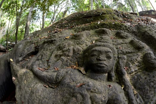 The Tempel Ruin of  Kbal Spean 50 Km northeast of in the Temple City of Angkor near the City of Siem Riep in the west of Cambodia.