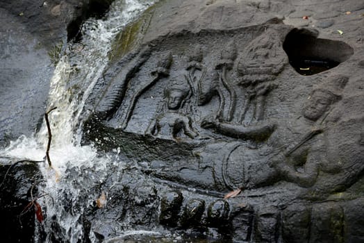 The Tempel Ruin of  Kbal Spean 50 Km northeast of in the Temple City of Angkor near the City of Siem Riep in the west of Cambodia.
