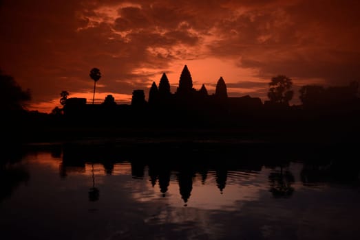 The Angkor Wat in the Temple City of Angkor near the City of Siem Riep in the west of Cambodia.