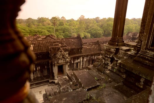 The Angkor Wat in the Temple City of Angkor near the City of Siem Riep in the west of Cambodia.
