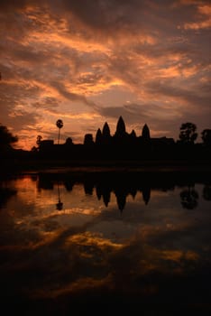 The Angkor Wat in the Temple City of Angkor near the City of Siem Riep in the west of Cambodia.