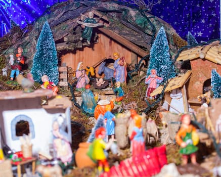 View of nativity scene, in Italian called Presepe