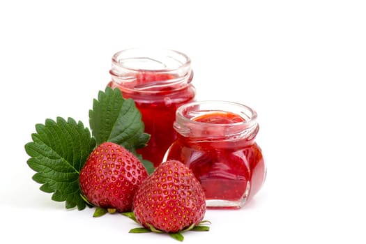 Strawberry jam with fresh strawberries
